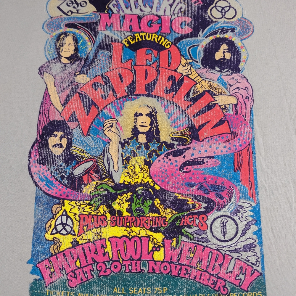 Led Zeppelin Empire Room Wembley  Psychedelic Pop Art Aesthetic Tshirt  Medium